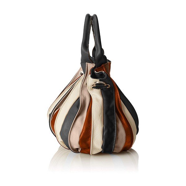 Brązowo-czarna skórzana torebka Chicca Borse Jenn-image-1