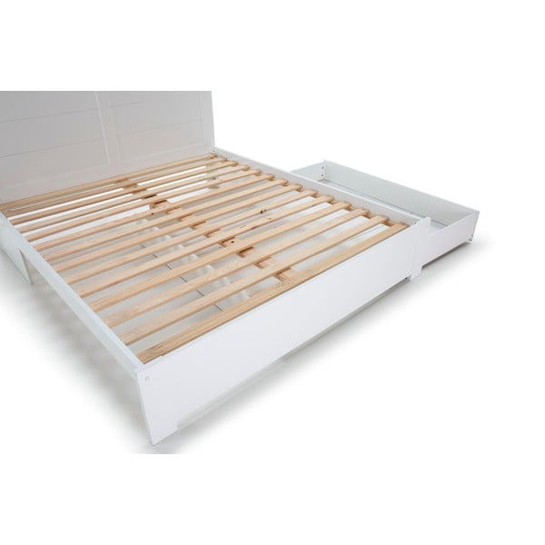 Białe łóżko dwuosobowe ze schowkiem i stelażem 160x200 cm Gabi – Marckeric-image-4
