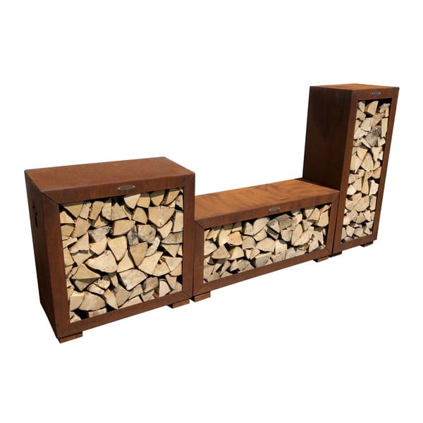 Brązowa stalowa skrzynia na drewno Remundi, szer. 119 cm-image-1