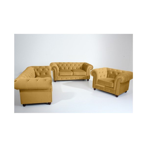 Żółta sofa Max Winzer Orleans Velvet, 196 cm-image-1