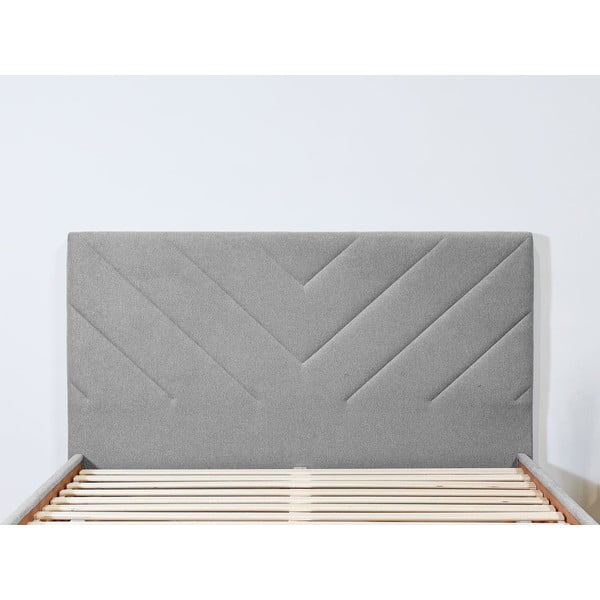 Jasnoszare tapicerowane łóżko dwuosobowe ze stelażem 160x200 cm Romane – Bobochic Paris-image-3