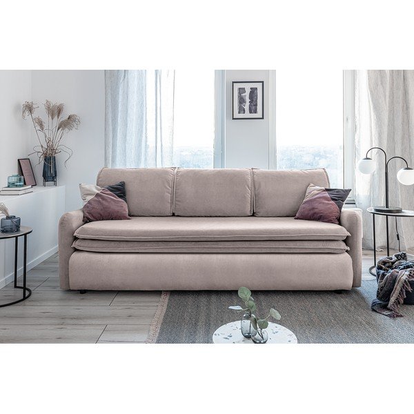 Beżowa aksamitna rozkładana sofa Miuform Tender Eddie-image-3