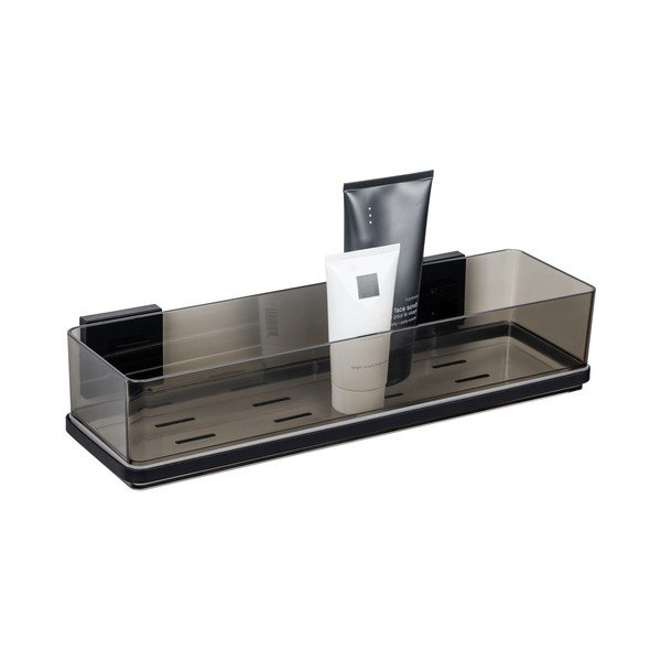 Czarna samoprzylepna plastikowa półka łazienkowa Quadro – Wenko-image-3