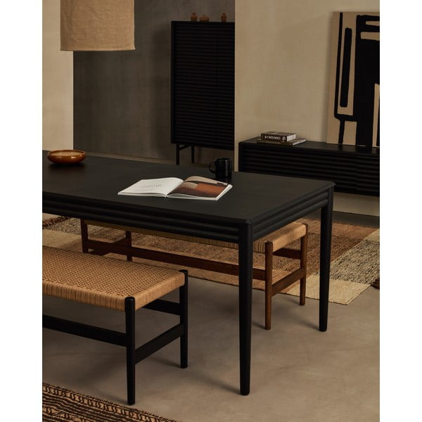 Czarna szafka pod TV w dekorze dębu 200x57x35 cm Lenon – Kave Home-image-4