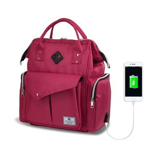 Fuksjowy plecak dla mam z USB My Valice HAPPY MOM Baby Care Backpack