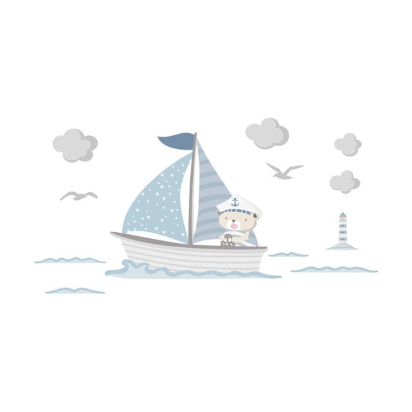 Niebieskie dziecięce naklejki ścienne Ambiance Captain Teddy-image-2