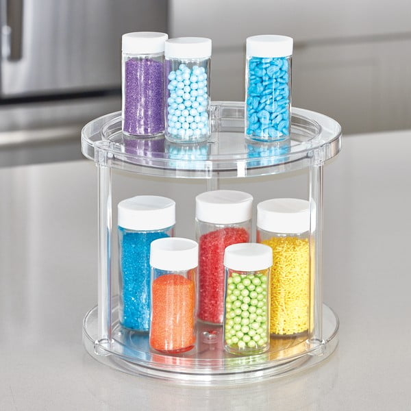 Okrągły obrotowy dwupoziomowy stojak na pojemniki iDesign The Home Edit, ⌀ 24,1 cm-image-1