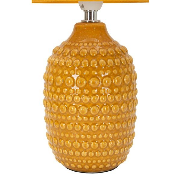Musztardowa lampa stołowa ceramiczna z tekstylnym kloszem (wysokość 30,5 cm) Points – Mauro Ferretti-image-3