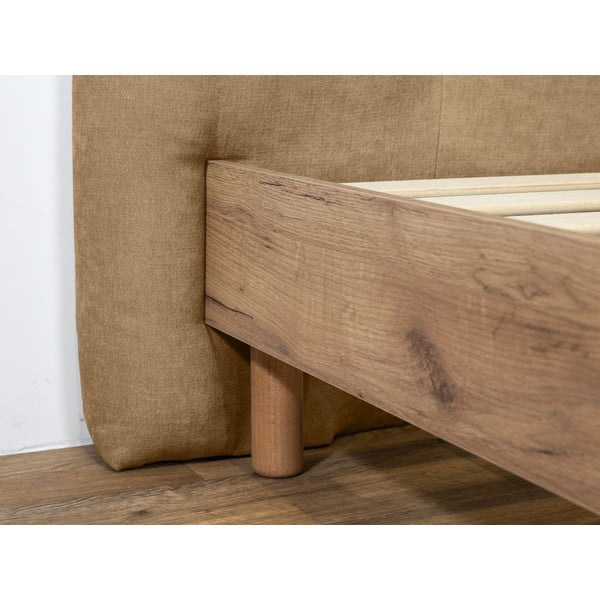 Beżowe tapicerowane łóżko dwuosobowe ze stelażem 180x200 cm Kumo – Bobochic Paris-image-4