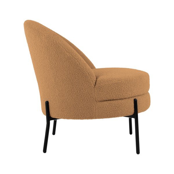 Jasnobrązowy fotel z materiału bouclé Noble – Leitmotiv-image-3