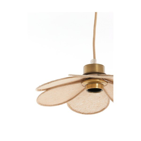 Kremowa lampa wisząca z tekstylnym kloszem Fyano – Light & Living-image-4
