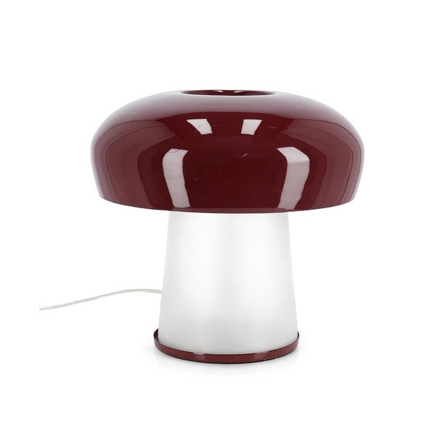 Bordowa metalowa lampa stołowa ze szklanym kloszem (wysokość 35 cm) Clevely – Bizzotto