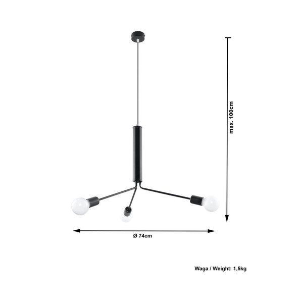 Czarna lampa wisząca z metalowym kloszem ø 74 cm Donato – Sollux-image-2