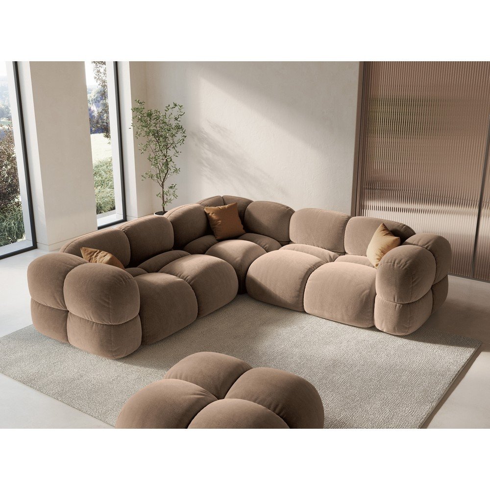Brązowy aksamitny narożnik Loretto – Cosmopolitan Design (zdjęcie 5)