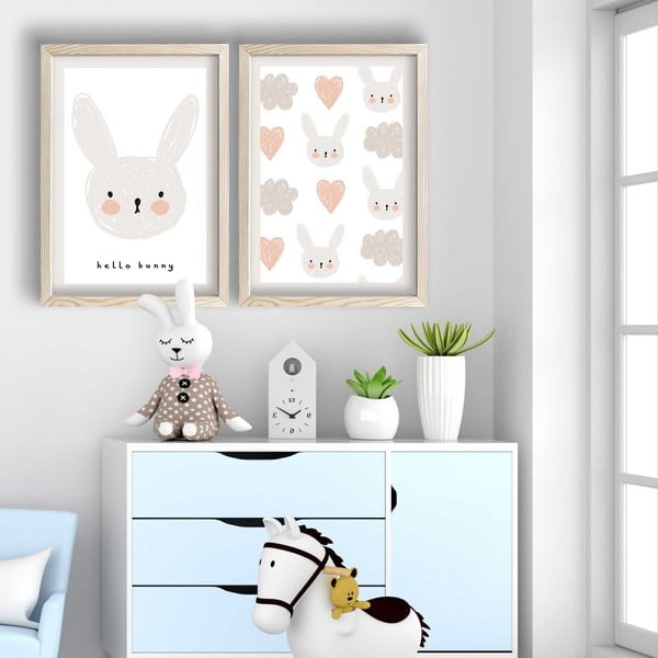 Obrazki dziecięce zestaw 2 szt. 53x78 cm Hello Bunny – Wallity-image-1
