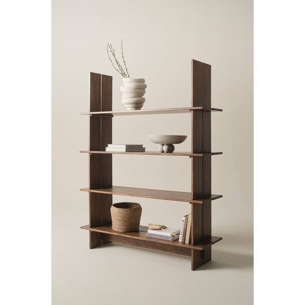 Regał z litego drewna sosnowego w ciemnym naturalnym kolorze 140x180x40 cm Tottori – Jotex-image-1