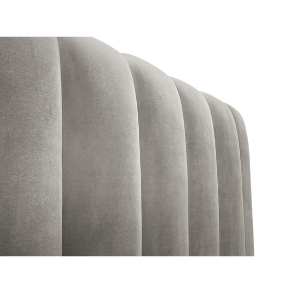 Jasnoszare tapicerowane łóżko dwuosobowe ze schowkiem i stelażem 160x200 cm Kelp – Micadoni Home-image-4