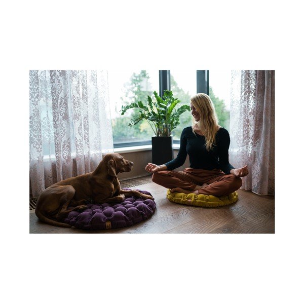 Jasna niebieskoszara poduszka do siedzenia wypełniona piłeczkami do masażu Linda Vrňáková Bloom, Ø 75 cm-image-1