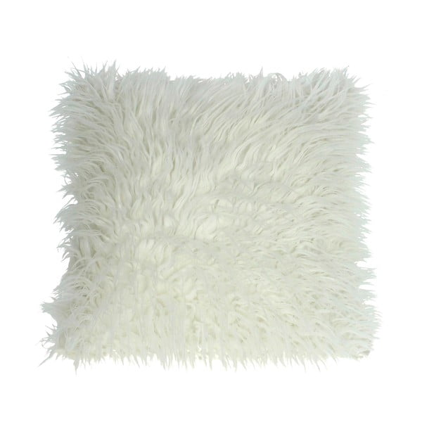 Biała włochata poduszka HF Living Fluffy, 45x45 cm
