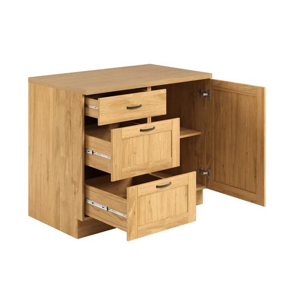 Wyspa kuchenna z litego drewna sosnowego w jasnym naturalnym kolorze 100x86,5x62 cm Teramo – Støraa-image-1
