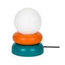 Morska/pomarańczowa lampa stołowa z litego drewna ze szklanym kloszem (wysokość 24 cm) Otem – noo.ma