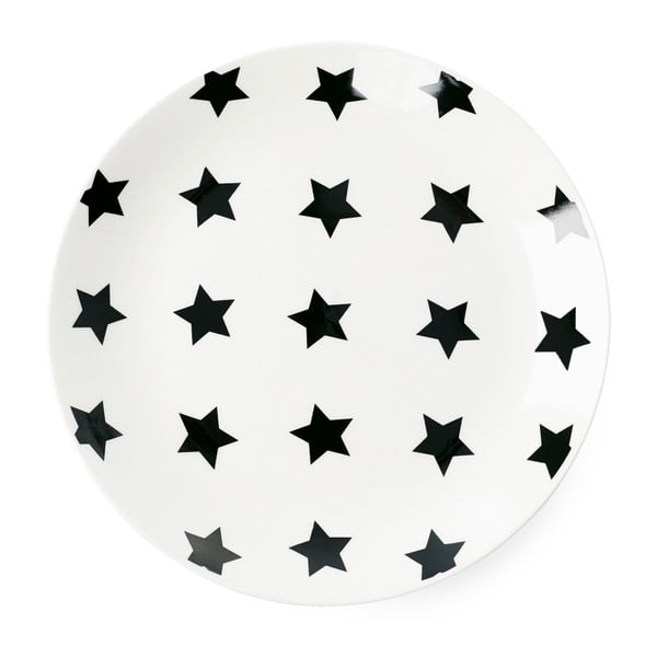 Talerz ceramiczny Miss Étoile Black Stars, ⌀ 17 cm