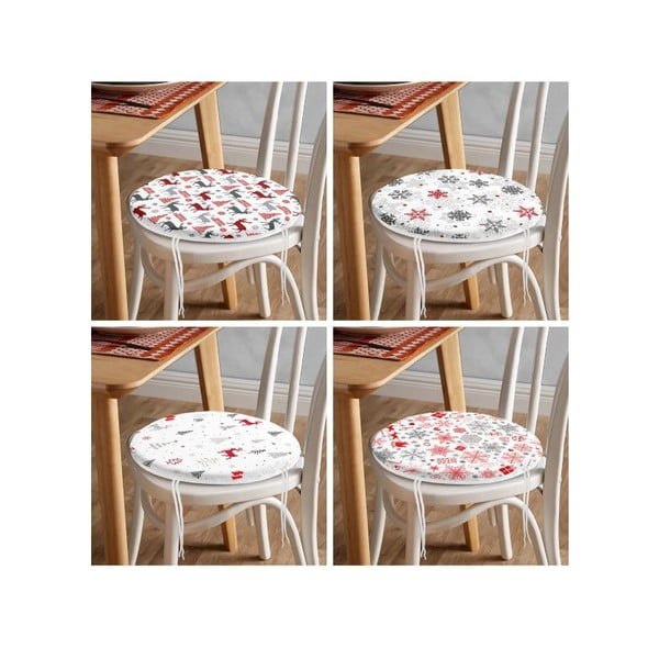 Poduszki na krzesła ze świątecznym motywem zestaw 4 szt. ø 40 cm Snowflakes – Mila Home-image-4