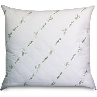Biała poduszka z wypełnieniem z włókna bambusowego Good Morning Bamboo, 75x75 cm