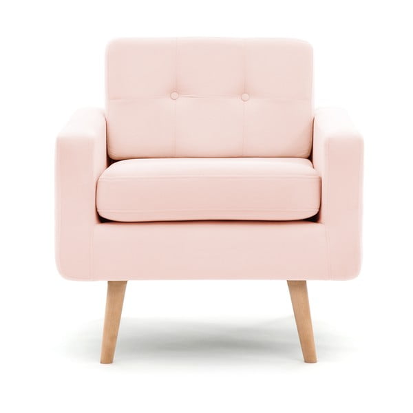 Pastelowo różowy fotel VIVONITA Ina