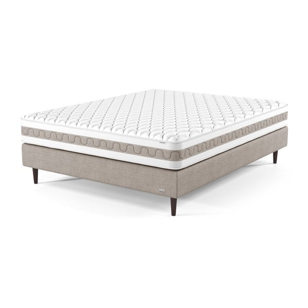 Beżowe łóżko boxspring z materacem z lateksowej pianki Ted Lapidus Maison GAIA, 160x200 cm
