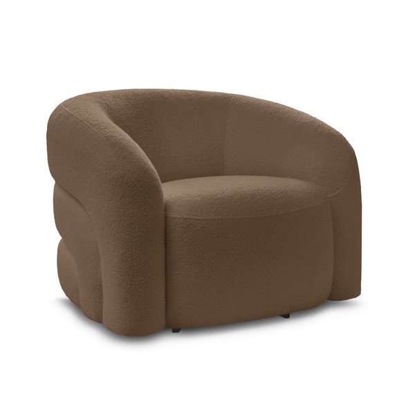 Brązowy obrotowy fotel z materiału bouclé Elina – Bobochic Paris
