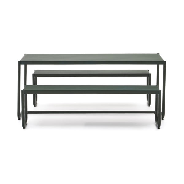 Ciemnozielony metalowy zestaw mebli ogrodowych dla 4 osób Sotil – Kave Home-image-2