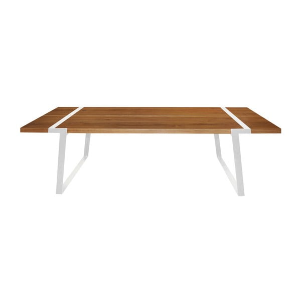 Ciemny drewniany stół z białą konstrukcją Canett Gigant, 240 cm