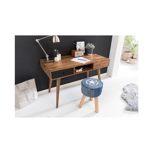 Biurko z litego drewna sheesham Skyport REPA, 117x60 cm-image-3