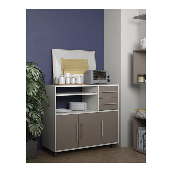 Szara szafka kuchenna na kółkach z półkami TemaHome Marius-image-4