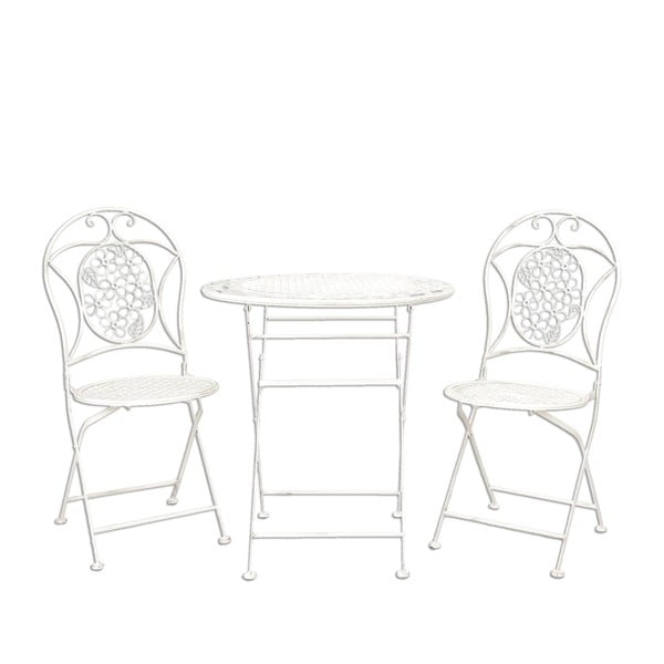 Metalowy stolik i 2 krzesła Provence, białe