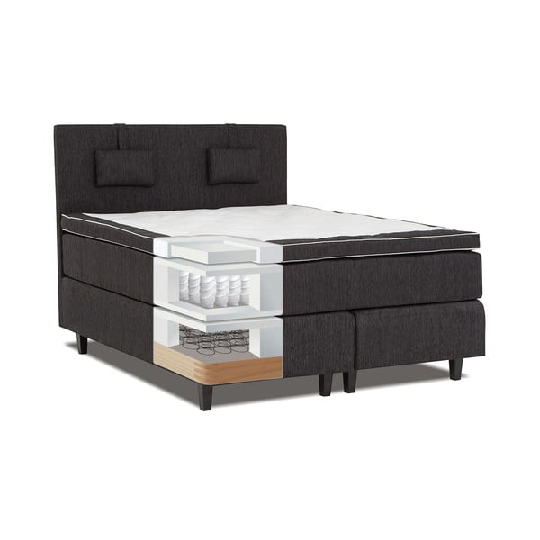 Czarne łóżko z materacem Gemega Grand, 160x200 cm-image-1