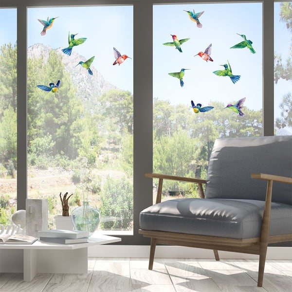 Zestaw naklejek na okno 20 szt. 40x60 cm Hummingbirds – Ambiance-image-1