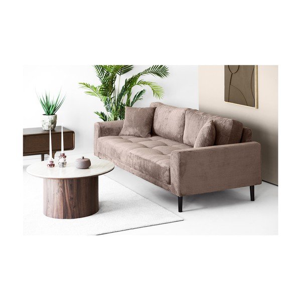Brązowa sztruksowa sofa 210 cm Lido – House Nordic-image-1