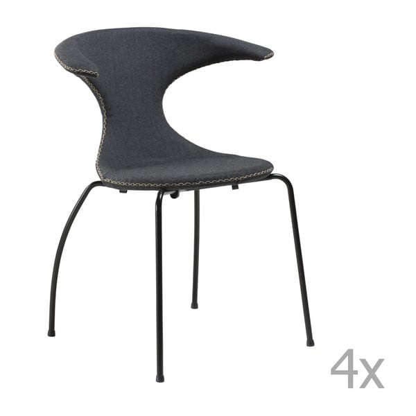 Zestaw 4 szarych krzeseł z czarnych metalowymi nogami DAN– FORM Flair
