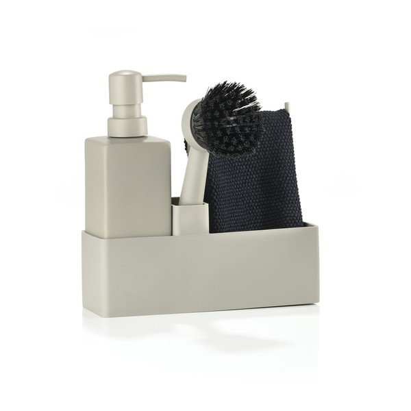 Beżowy plastikowy/silikonowy stojak na akcesoria do mycia naczyń Singles – Zone