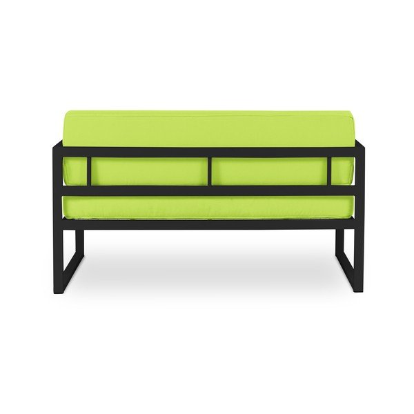 Limonkowozielona 2-osobowa sofa ogrodowa w czarnej ramie Calme Jardin Nicea-image-3