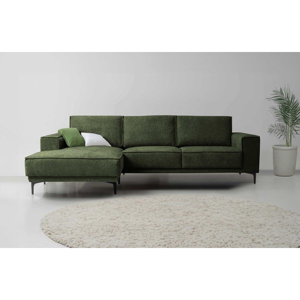 Zielony narożnik z tkaniny szenilowej (lewostronny/z szezlongiem) Copenhagen – Scandic-image-1