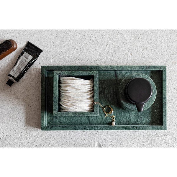Ciemnozielony marmurowy organizer łazienkowy na waciki Marble – Mette Ditmer Denmark-image-1
