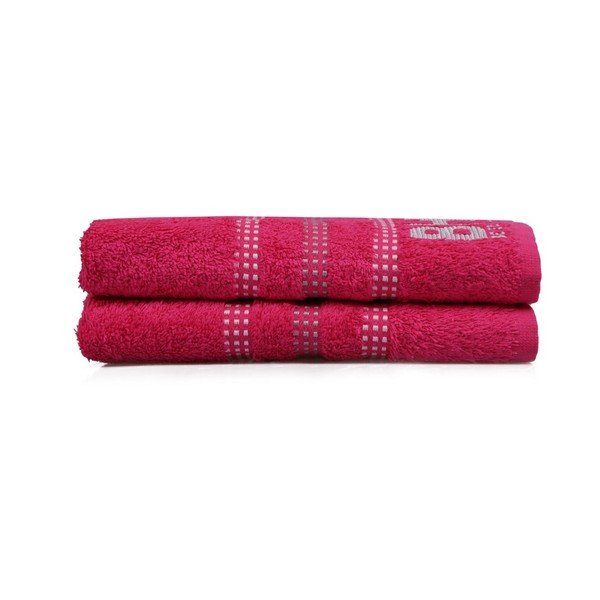 Zestaw dwóch fuksjowych ręczników Beverly Hills Polo Club Stripes, 90x50 cm-image-1