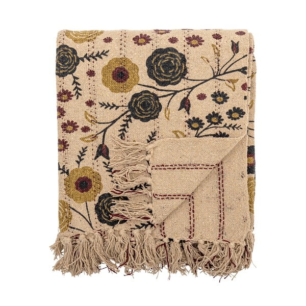 Brązowy koc z bawełny z recyklingu 130x160 cm Eydis – Bloomingville-image-4