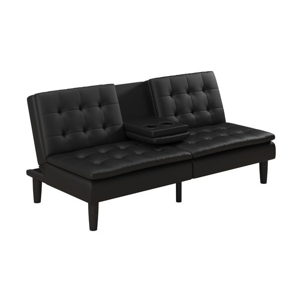 Czarna rozkładana sofa z imitacji skóry 191 cm Maine – Støraa-image-1