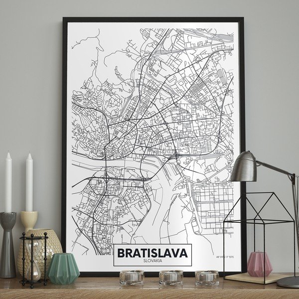 Plakat w ramie MAP/BRATISLAVA, 70x100 cm-image-1