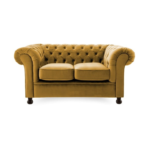 Ciemnożółta sofa 2-osobowa Vivonita Chesterfield