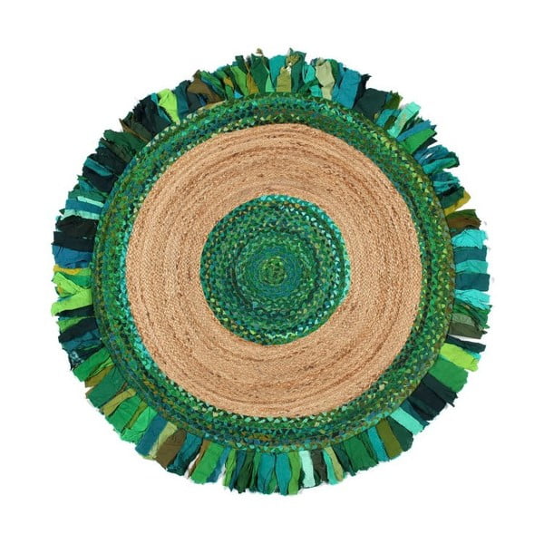 Okrągły dywan z juty i bawełny Eco Rugs Verde, Ø 120 cm
